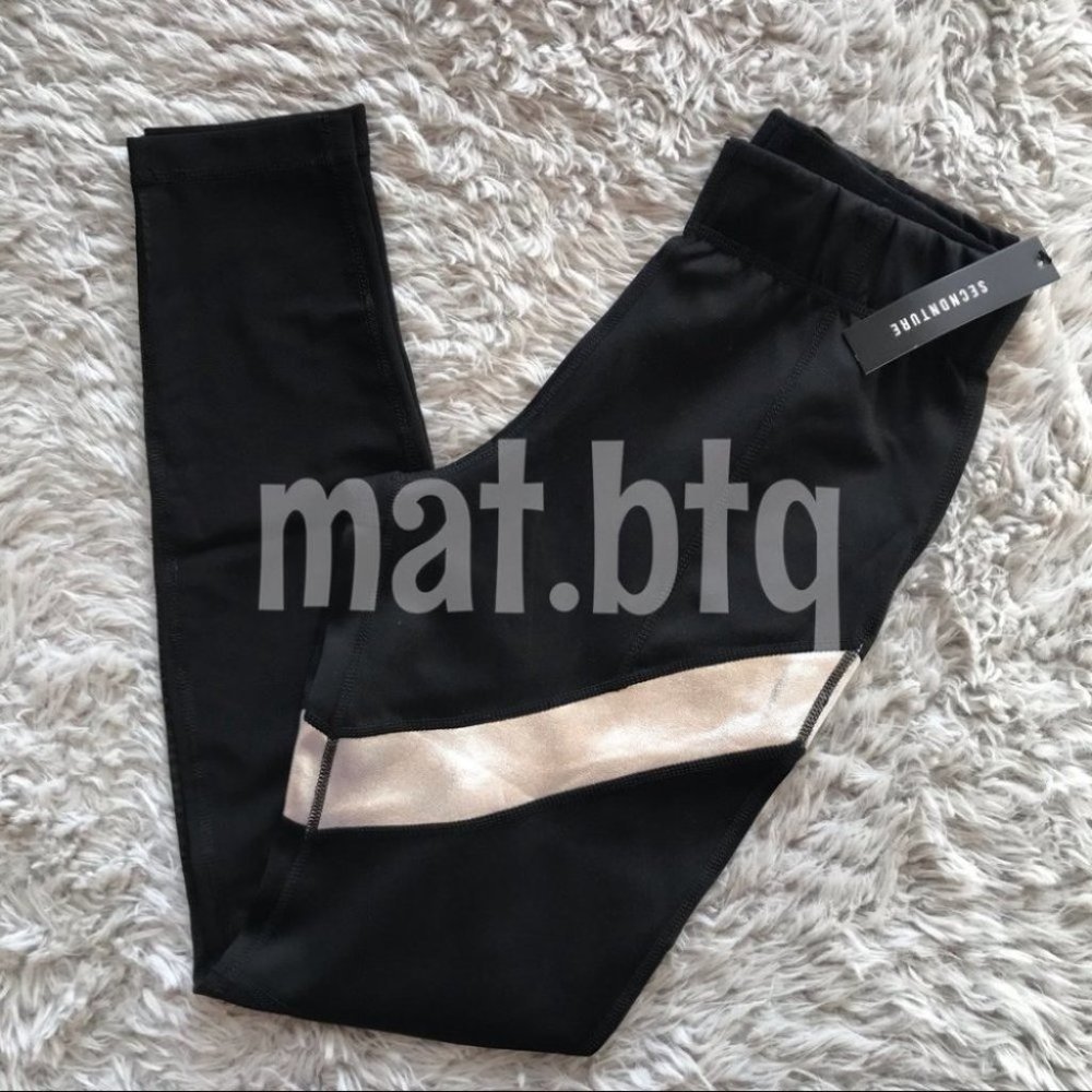 Secndnture Black Half Mesh Legging Small